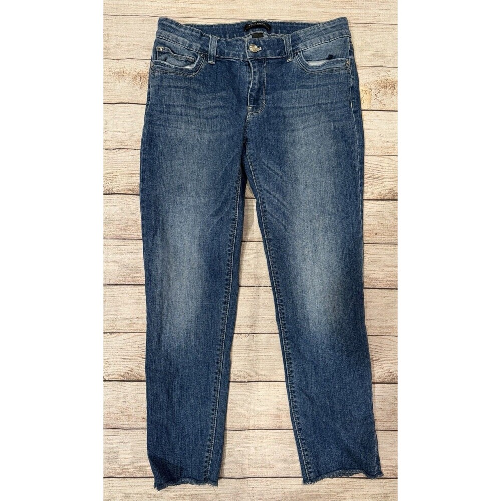 White House Black Market WHBM Mid Rise The Slim Crop Jeans 8 Med Wash Stretch